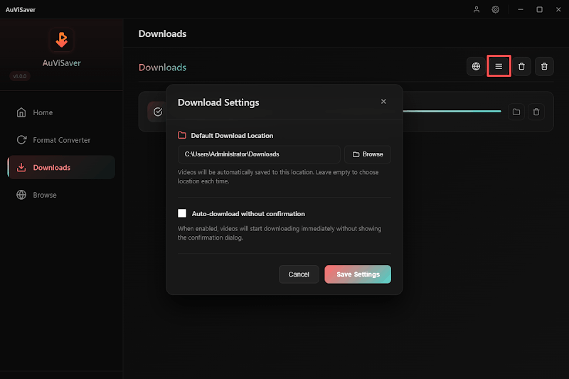 auvisaver download settings